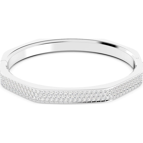 Swarovski Dextera Rhodium Plated White Crystal Octagon Cut Bangle, 5639201