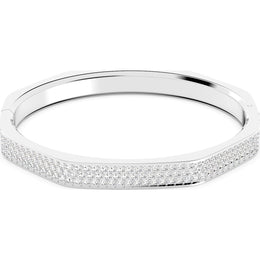 Swarovski Dextera Rhodium Plated White Crystal Octagon Cut Bangle, 5639201