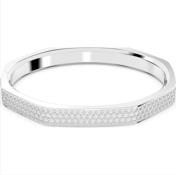 Swarovski Dextera Rhodium Plated Medium Octagon White Crystal Bangle, 5655624