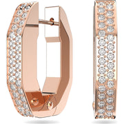 Swarovski Dextera Rose Gold Tone Plated Small White Crystal Octagon Hoop Earrings, 5634993