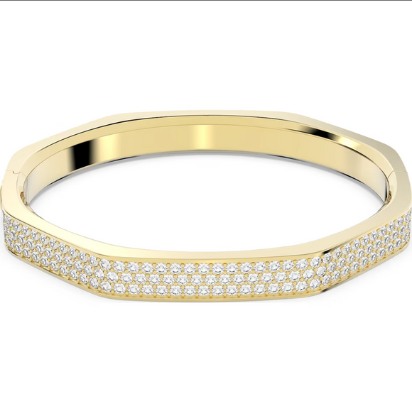 Swarovski Dextera Yellow Gold Tone Plated Large Octagon White Crystal Bangle, 5656845