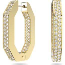 Swarovski Dextera Yellow Gold Tone Plated White Crystal Links Hoop Earrings, 5639098