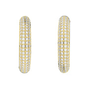 Swarovski Dextera Gold Tone Plated White Crystal Medium Hoop Earrings, 5618305