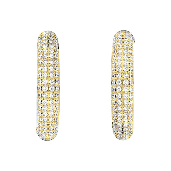Swarovski Dextera Gold Tone Plated White Crystal Medium Hoop Earrings, 5618305