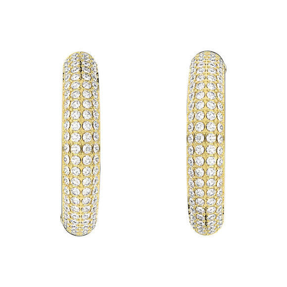 Swarovski Dextera Gold Tone Plated White Crystal Medium Hoop Earrings, 5618305