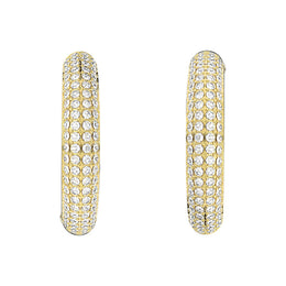Swarovski Dextera Gold Tone Plated White Crystal Medium Hoop Earrings, 5618305