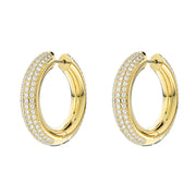 Swarovski Dextera Gold Tone Plated White Crystal Medium Hoop Earrings