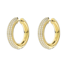 Swarovski Dextera Gold Tone Plated White Crystal Medium Hoop Earrings