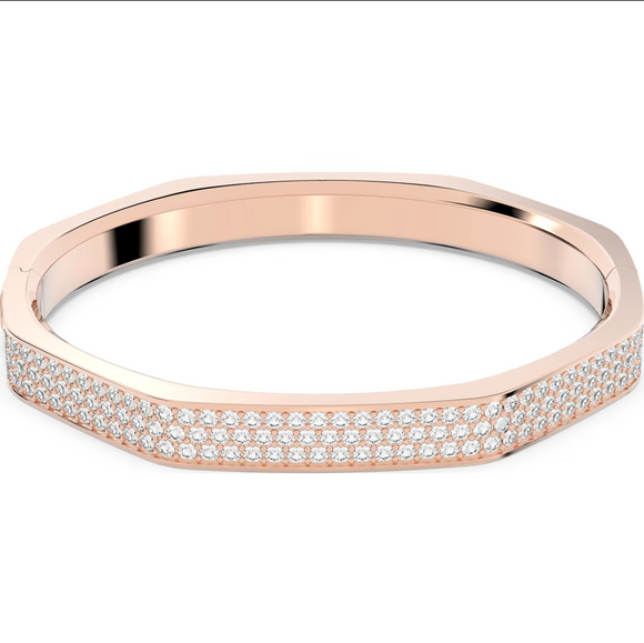 Swarovski Dextera Rose Gold Tone Plated Large Octagon White Crystal Bangle, 5655627