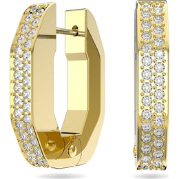 Swarovski Dextera Yellow Gold Tone Plated White Crystal Octagon Hoop Earrings, 5626084