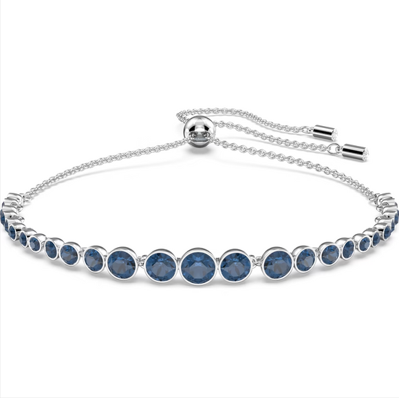Swarovski Emily Rhodium Plated Round Blue Crystal Bracelet, 5663394