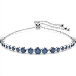 Swarovski Emily Rhodium Plated Round Blue Crystal Bracelet, 5663394