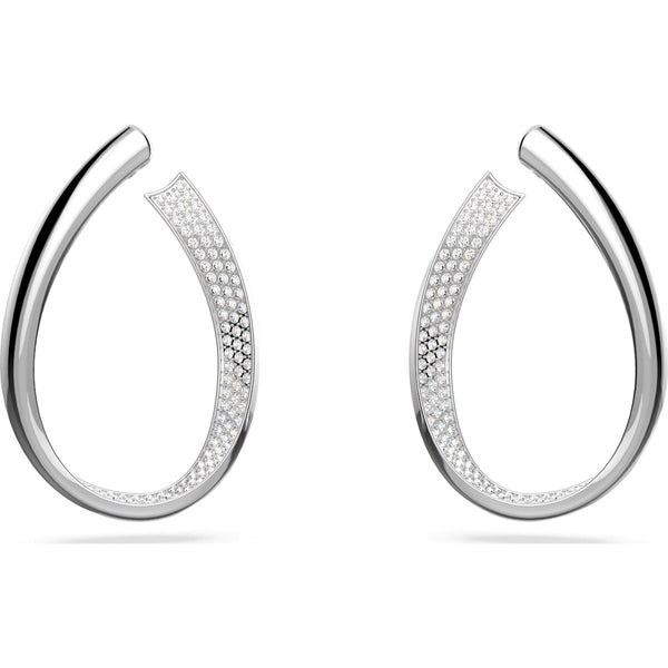Swarovski Exist Rhodium Plated Medium White Crystal Hoop Earrings, 5636490