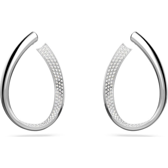 Swarovski Exist Rhodium Plated Medium White Crystal Hoop Earrings, 5636490