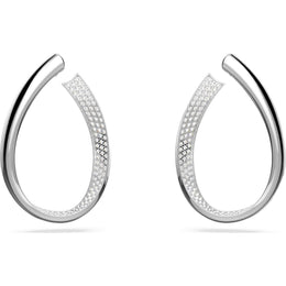 Swarovski Exist Rhodium Plated Medium White Crystal Hoop Earrings, 5636490