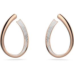 Swarovski Exist Rose Gold Tone Plated Medium White Crystal Hoop Earrings, 5636960