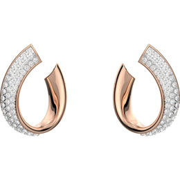 Swarovski Exist Yellow Gold Tone Plated White Crystal Small Hoop Earrings, 5636448