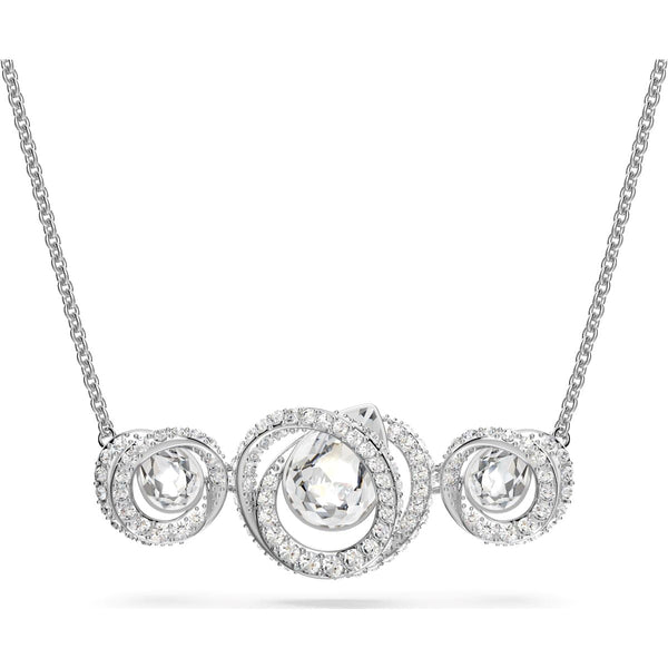 Swarovski Generation Rhodium Plated White Crystal Tri Spiral Pendant, 5636587