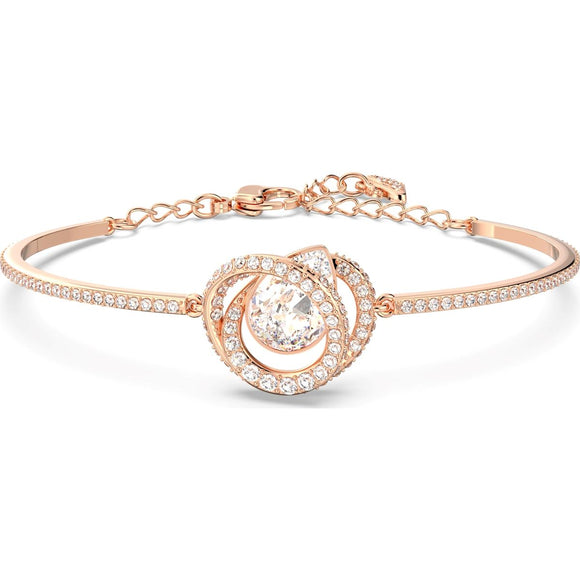 Swarovski Generation Rose Gold Tone Plated White Crystal Spiral Bangle, 5636588