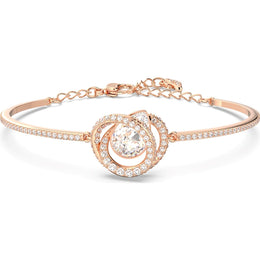 Swarovski Generation Rose Gold Tone Plated White Crystal Spiral Bangle, 5636588