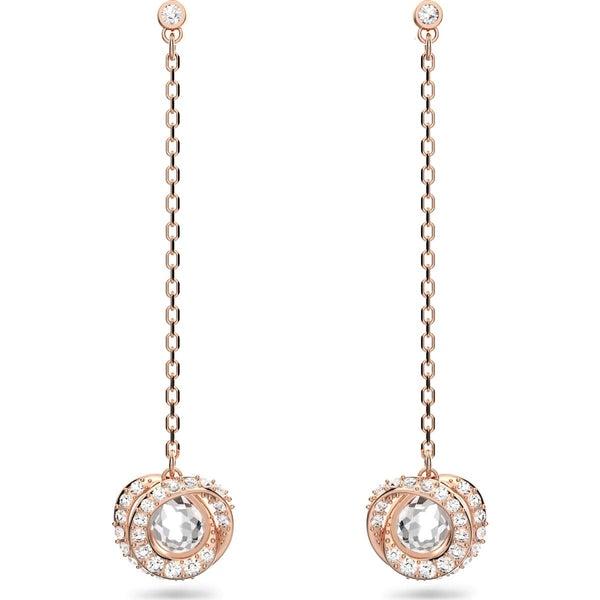 Swarovski Generation Rose Gold Tone Plated White Crystal Spiral Drop Earrings, 5636516