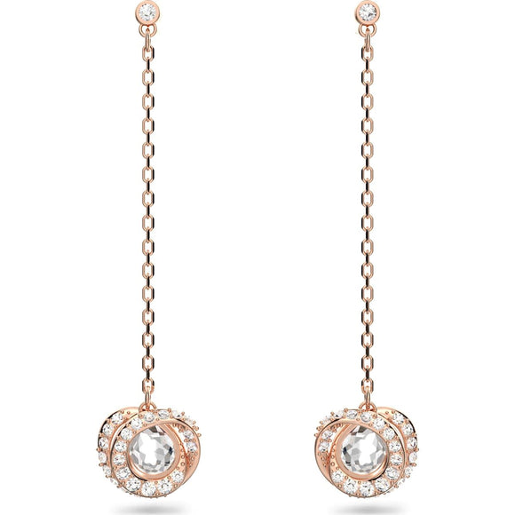 Swarovski Generation Rose Gold Tone Plated White Crystal Spiral Drop Earrings, 5636516