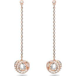 Swarovski Generation Rose Gold Tone Plated White Crystal Spiral Drop Earrings, 5636516