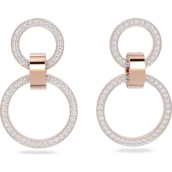 Swarovski Hollow Rose Gold Tone Plated White Crystal Hoop Earrings, 5636502