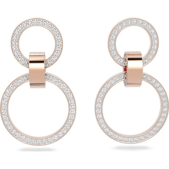 Swarovski Hollow Rose Gold Tone Plated White Crystal Hoop Earrings, 5636502