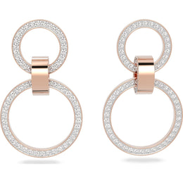 Swarovski Hollow Rose Gold Tone Plated White Crystal Hoop Earrings, 5636502