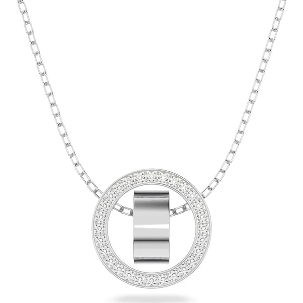 Swarovski Hollow Rhodium Plated White Crystal Circle Pendant 5636501