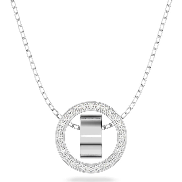 Swarovski Hollow Rhodium Plated White Crystal Circle Pendant 5636501