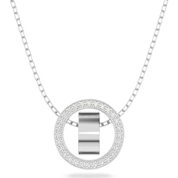 Swarovski Hollow Rhodium Plated White Crystal Circle Pendant 5636501