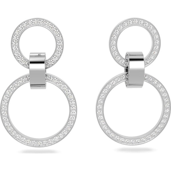 Swarovski Hollow Rhodium Plated White Crystal Hoop Earrings 5636503