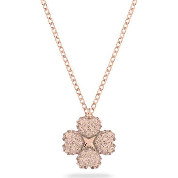 Swarovski Latisha Rose Gold Tone Plated Pink Crystal Flower Pendant, 5636489