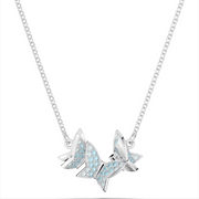 Swarovski Lilia Rhodium Plated Butterfly Blue Crystal Necklace, 5662181