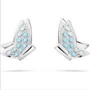 Swarovski Lilia Rhodium Plated Butterfly Blue Crystal Stud Earrings, 5662183