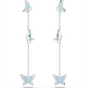 Swarovski Lilia Rhodium Plated Butterfly Blue Crystal Drop Earrings, 5662182