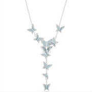 Swarovski Lilia Rhodium Plated Y Butterfly Blue Crystal Necklace