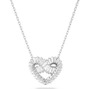 Swarovski Matrix Rhodium Plated Heart White Crystal Necklace