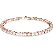 Swarovski Matrix Rose Gold Tone Plated Round White Crystal Tennis Bracelet, 5657659
