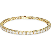 Swarovski Matrix Yellow Gold Tone Plated Round White Crystal Tennis Bracelet, 5657664