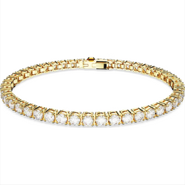 Swarovski Matrix Yellow Gold Tone Plated Round White Crystal Tennis Bracelet, 5657664