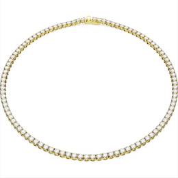 Swarovski Matrix Yellow Gold Tone Plated Round White Crystal Tennis Necklace, 5657667