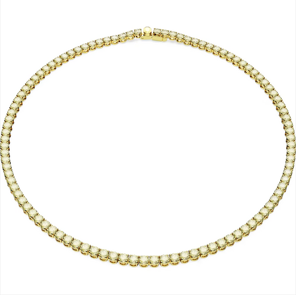 Swarovski Matrix Yellow Gold Tone Plated Round Yellow Crystal Tennis Necklace, 5661191