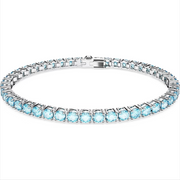 Swarovski Matrix Rhodium Plated Round Blue Crystal Tennis Bracelet, 5648928