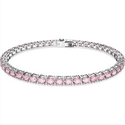 Swarovski Matrix Rhodium Plated Round Pink Crystal Tennis Bracelet, 5648931