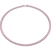 Swarovski Matrix Rhodium Plated Round Pink Crystal Tennis Necklace, 5661193