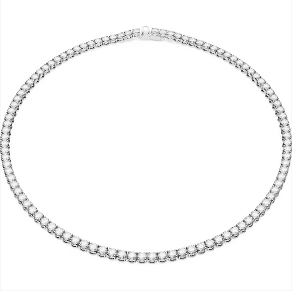 Swarovski Matrix Rhodium Plated Round White Crystal Tennis Necklace, 5661257