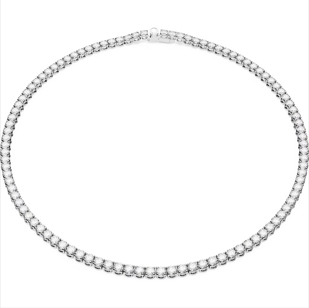 Swarovski Matrix Rhodium Plated Round White Crystal Tennis Necklace, 5661257